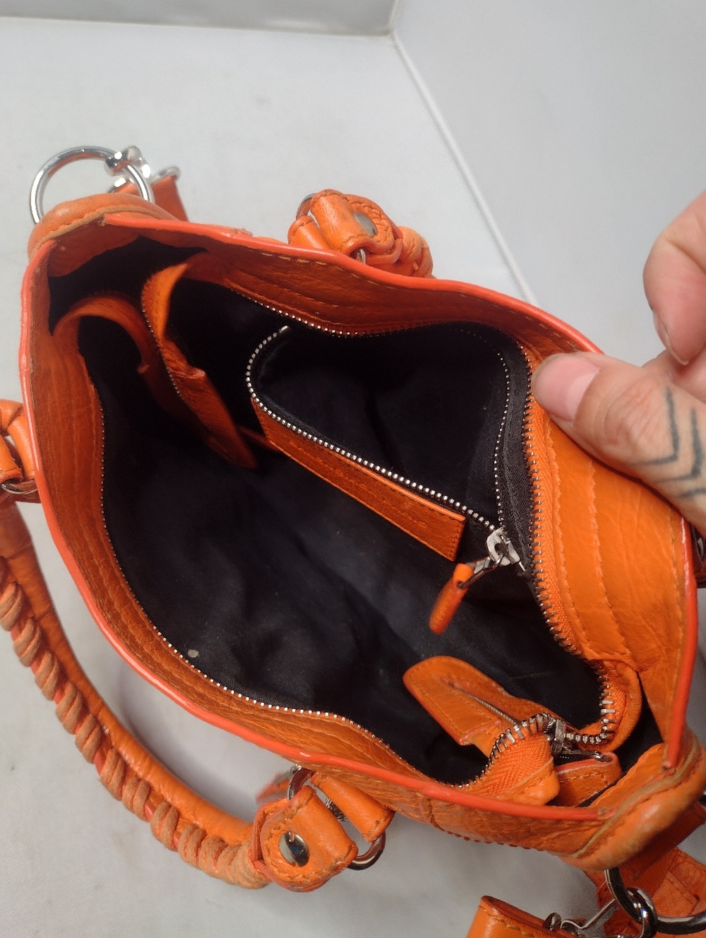 Balenciaga Mini Le City Top Handle Bag  Leather Orange Purse Crossbody - Picture 12 of 14